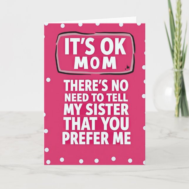 Pink Polka Dot Moms Day Card (Front)