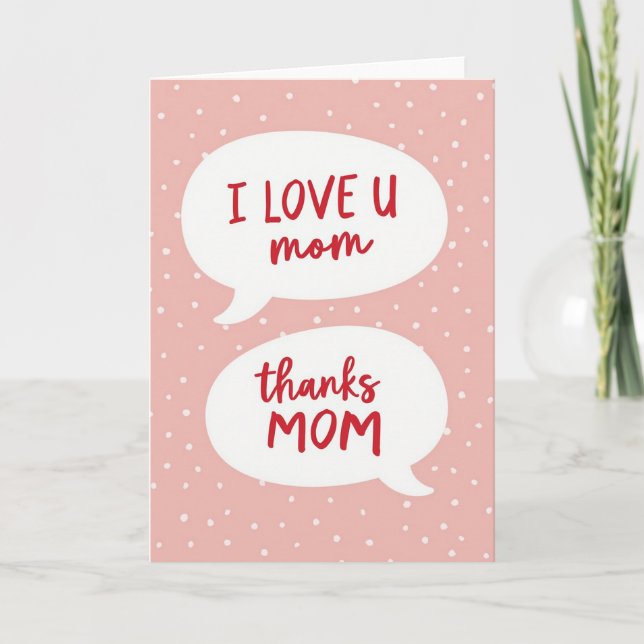 Pink Polka Dot Moms Thanks Card (Front)