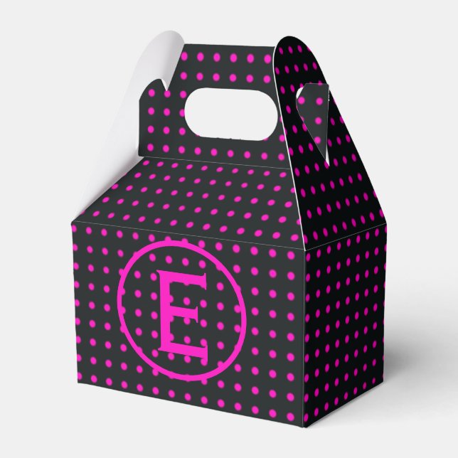 Pink Polka Dot Monogram Favor Box (Front Side)