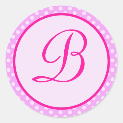 Pink Polka Dot Monogram Initial Sticker | Zazzle