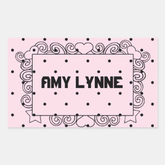 Pink Polka Dot Name Stickers