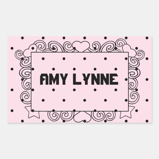 Pink Polka Dot Name Stickers (Front)