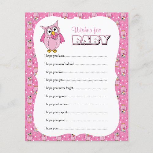 Pink Polka Dot Owl Baby Shower _ Wishes