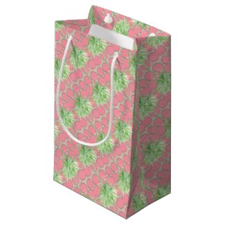 Pink Polka Dot Palm Tree Gift Wrap Small Gift Bag