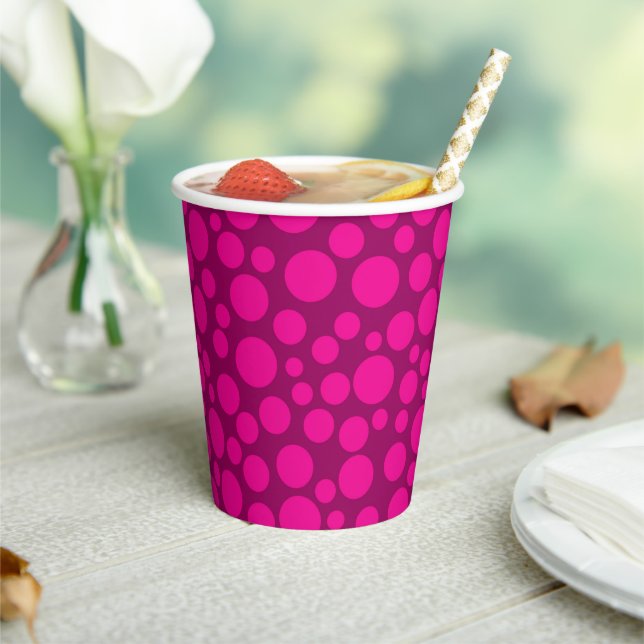 Pink polka dot paper plate cups (Insitu)