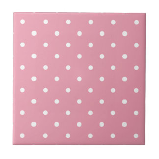 Pink Polka Dot Pattern Ceramic Tile
