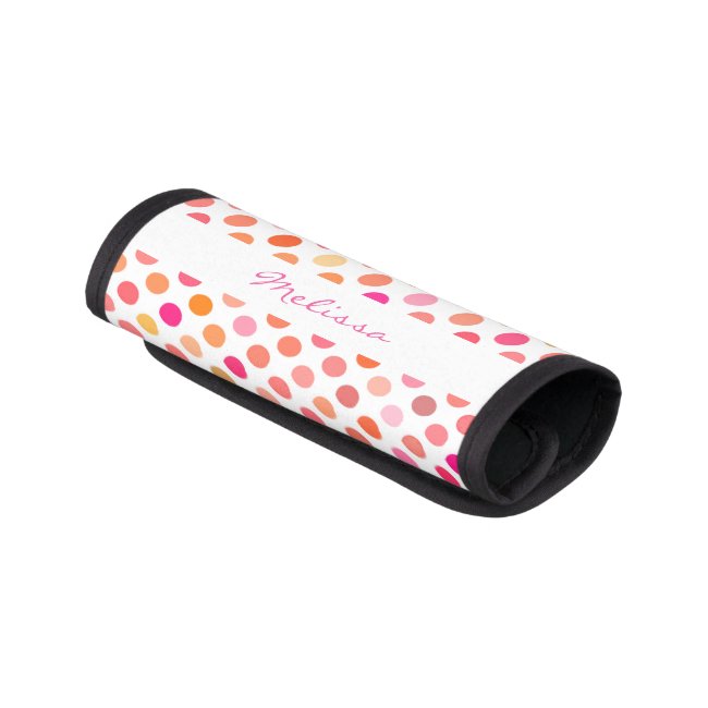 Pink Polka Dot Pattern Luggage Handle Wrap