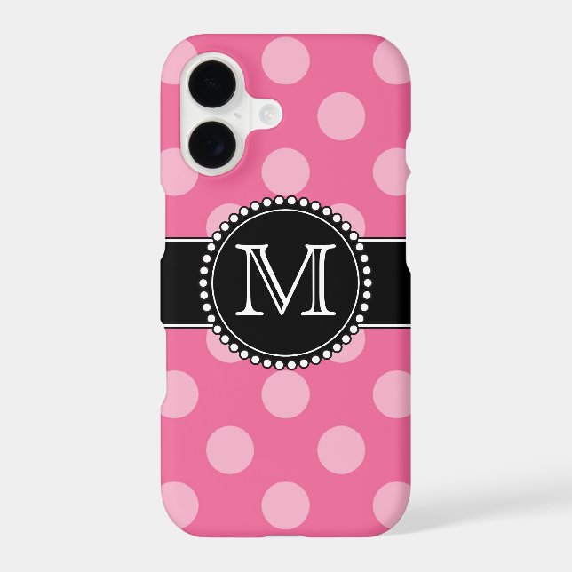 Pink Polka Dot Pattern Monogrammed Iphone Case (Back)