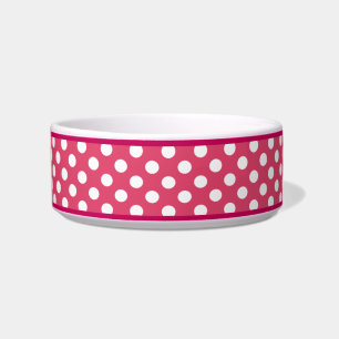 Pink Polka Dot Pattern Small Ceramic Dog Bowl
