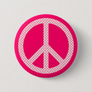 Pink Polka Dot Peace Pinback Button