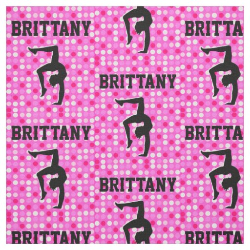 PINK POLKA DOT PERSONALIZED GYMNASTICS FABRIC