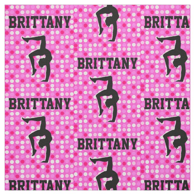 PINK POLKA DOT PERSONALIZED GYMNASTICS FABRIC (Swatch)