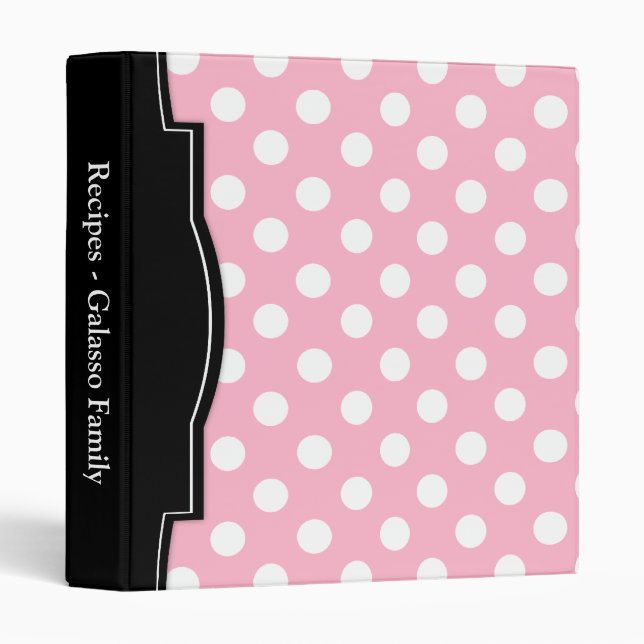 Pink Polka Dot personalized Recipe Binder (Front/Spine)
