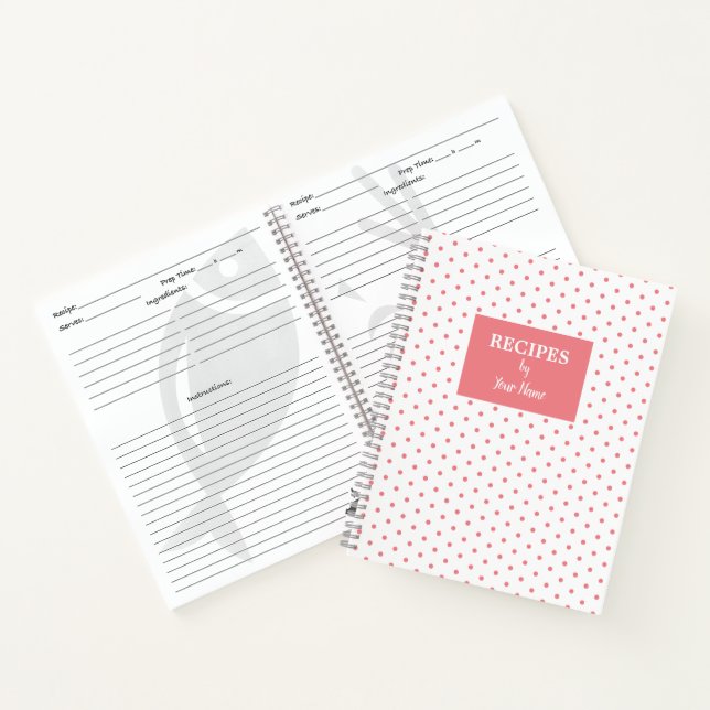 Pink Polka Dot Personalized Recipe Book (Inside)