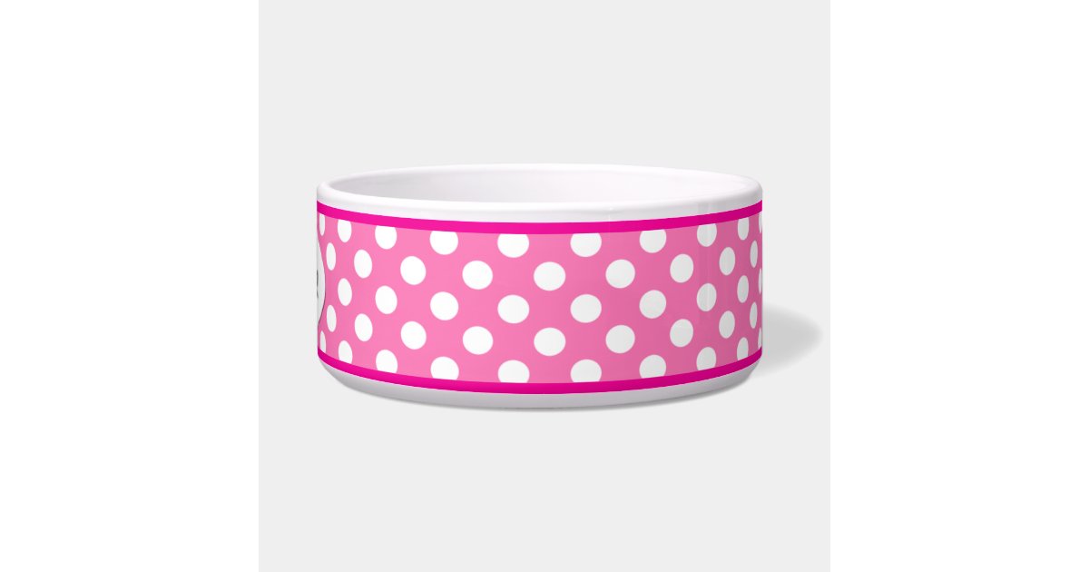 Pink Polka Dot Personalized Small Dog Bowl Zazzle