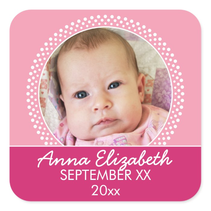 Pink Polka Dot Photo Frame Baby Girl Stickers