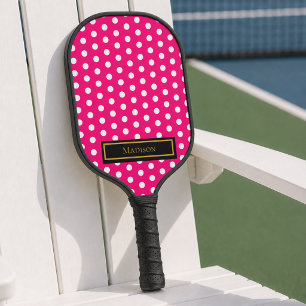 Pink Polka Dot Pickleball Paddle