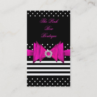 Pink Polka Dot Pink Black Stripe Pink Diamond Bow Business Card