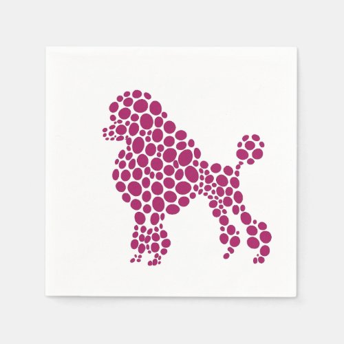 Pink Polka Dot Poodle Dog Party Napkins