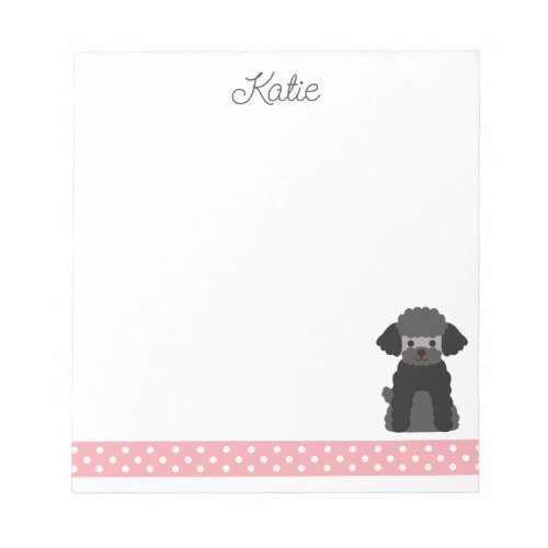 Pink Polka Dot Poodle Personalized Notepad