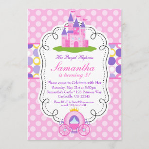 Pink Polka Dot Princess Birthday Party Invitation