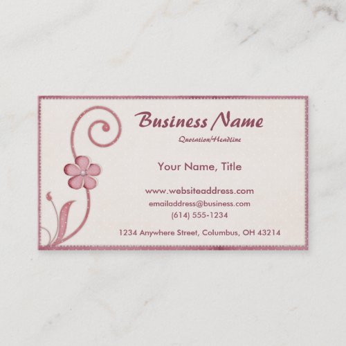 Pink Polka Dot Scrolled Design 2 Business Cards