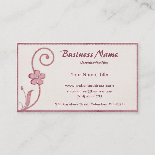 Customizable Pink Polka Dot Scrolled Design 2 Business Cards