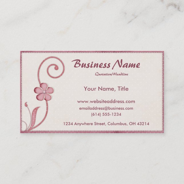 Pink Polka Dot Scrolled Design 2 Business Cards (Front)