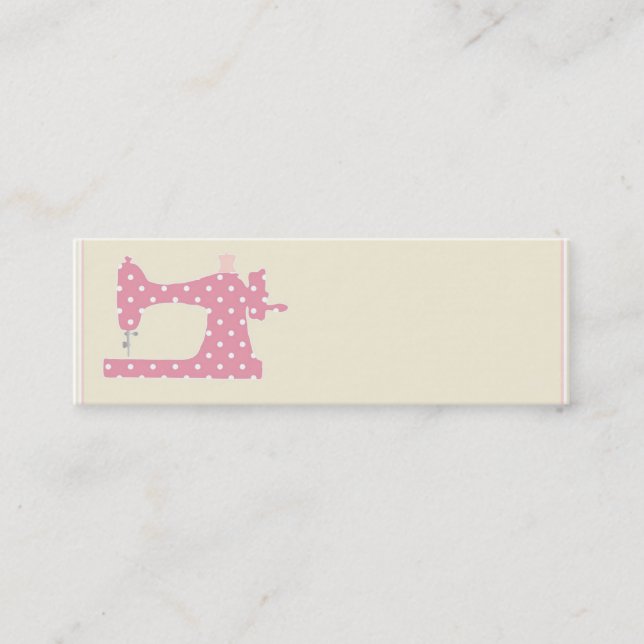 Pink polka dot seamstress business cards (Front)