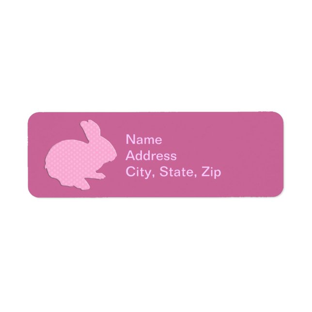 Pink Polka Dot Silhouette Bunny Address Labels (Front)