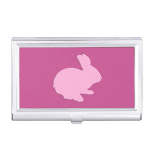 Pink Polka Dot Silhouette Bunny Card Holder