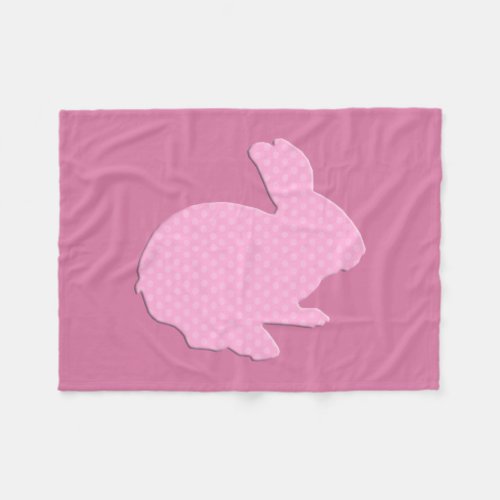 Pink Polka Dot Silhouette Bunny Fleece Blanket