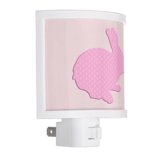 Pink Polka Dot Silhouette Bunny Rabbit Night Light (Right)