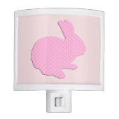 Pink Polka Dot Silhouette Bunny Rabbit Night Light (Front)