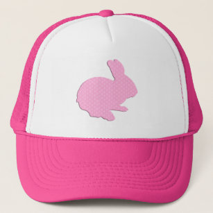 Pink Polka Dot Silhouette Easter Bunny Hat