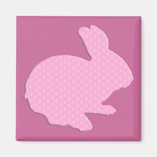 Pink Polka Dot Silhouette Easter Bunny Magnet
