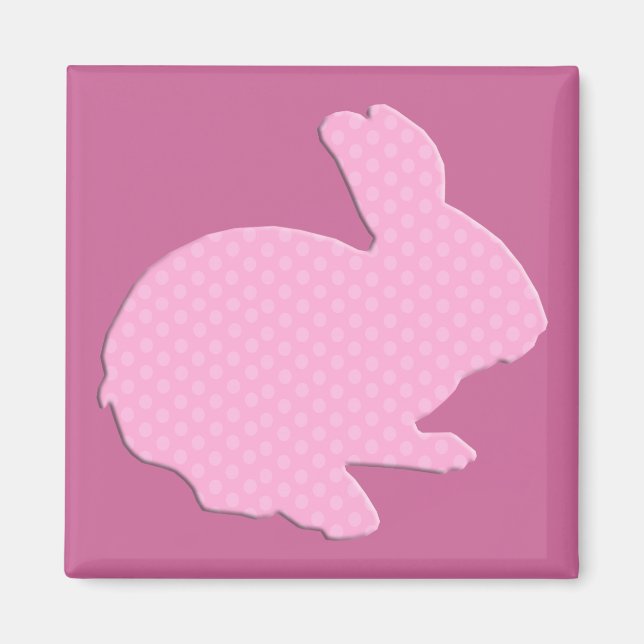 Pink Polka Dot Silhouette Easter Bunny Magnet (Front)