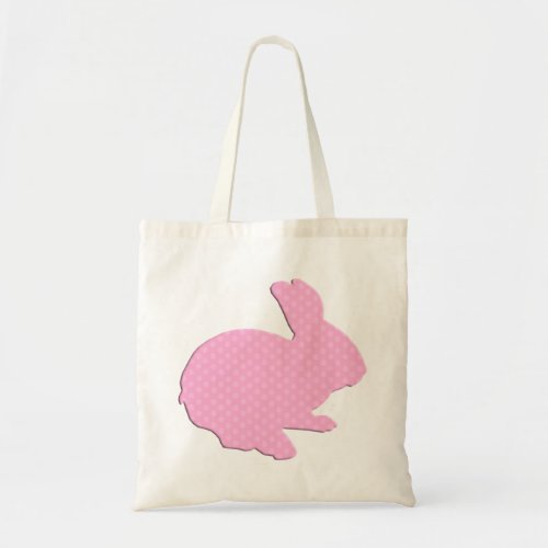 Pink Polka Dot Silhouette Easter Bunny Tote Bag