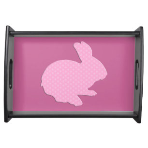 Pink Polka Dot Silhouette Easter Serving Tray