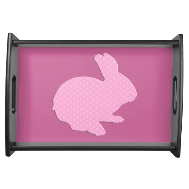 Pink Polka Dot Silhouette Easter Serving Tray (Front)