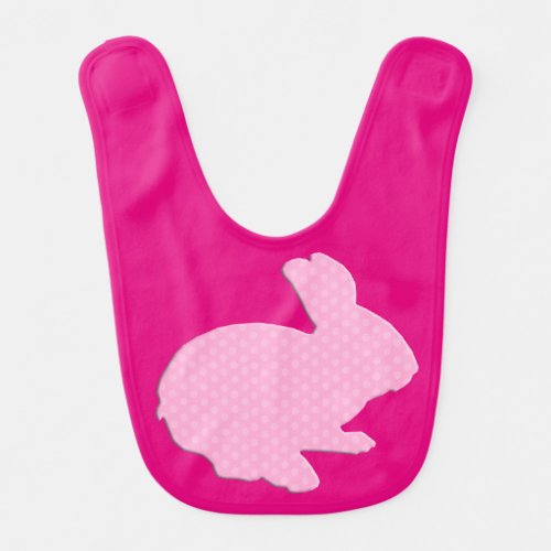 Pink Polka Dot Silhouette Rabbit Baby Bib