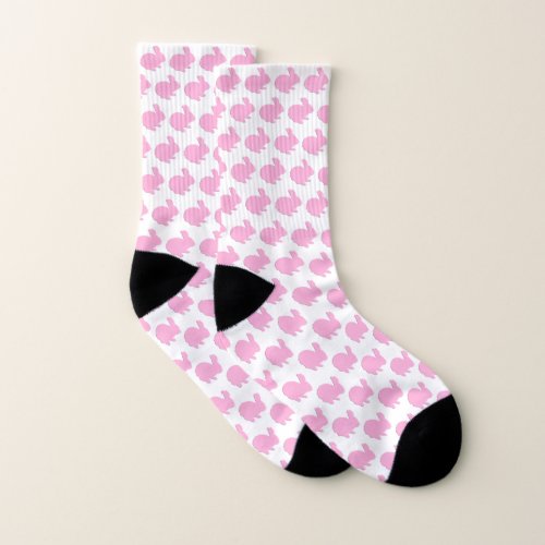 Pink Polka Dot Silhouette Rabbit Socks