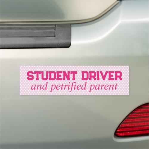 Pink Polka dot Student Driver Car Magnet
