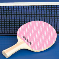 Pink polka dot table tennis ping pong paddle