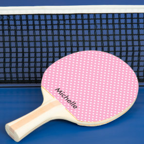 Pink polka dot table tennis ping pong paddle