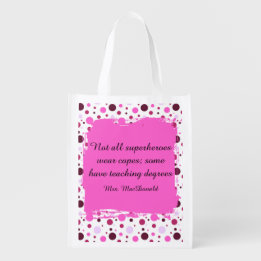 Pink Polka dot teacher appreciation gift Grocery Bag
