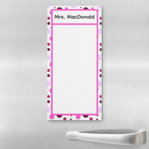 Pink Polka dot teacher appreciation gift Magnetic Notepad