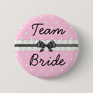 Pink Polka Dot Team Bride Bachelorette Party Button