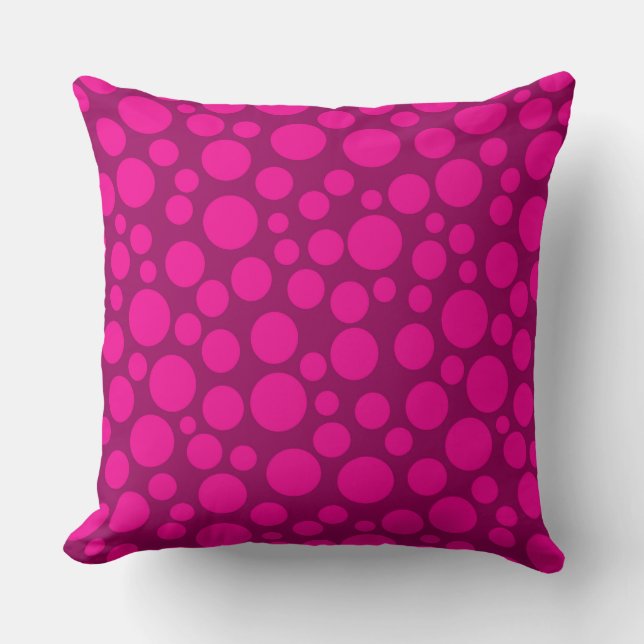 Pink polka dot throw pillow (Front)