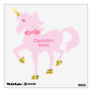 Pink Polka Dot Unicorn Wall Decal